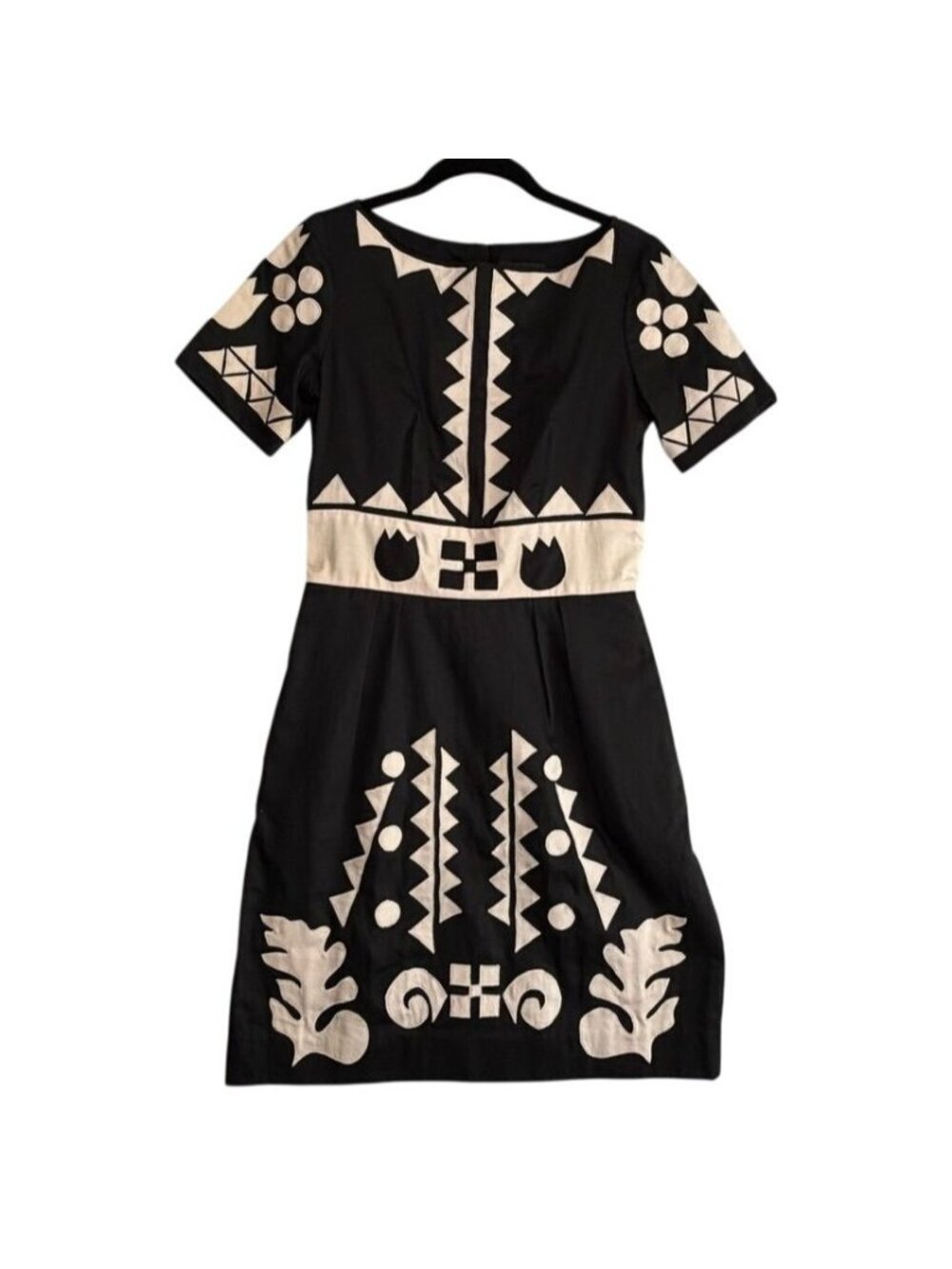 Cynthia Rowley 2014 RTW Runway Black Beige Applique Mini Dress Sz 4 NWT $495